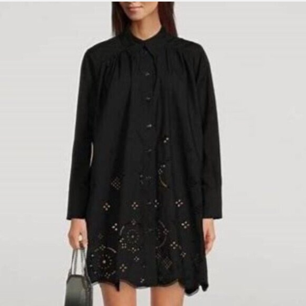 Ganni Broderie Anglaise Black Shirt Dress NWOT